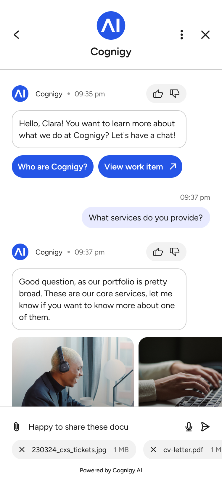 cognigy chat bot screen mobile