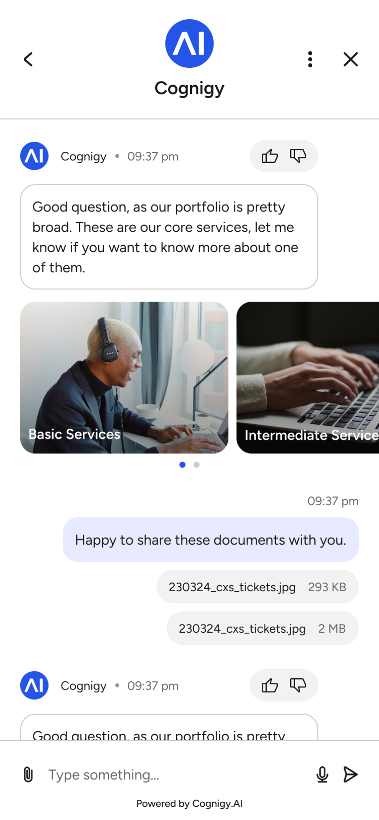 cognigy chat bot screen mobile